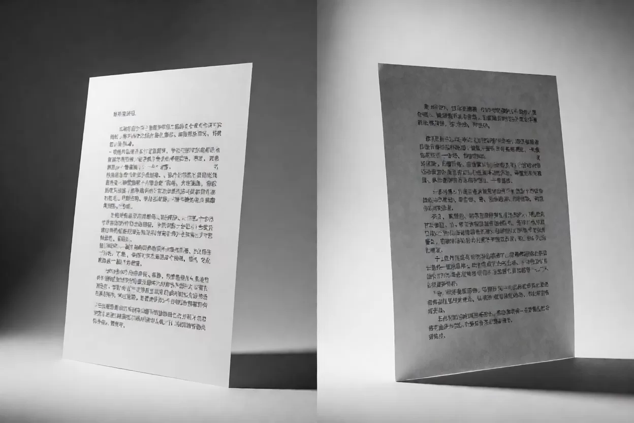对比两个排版版本的段落疏密差异