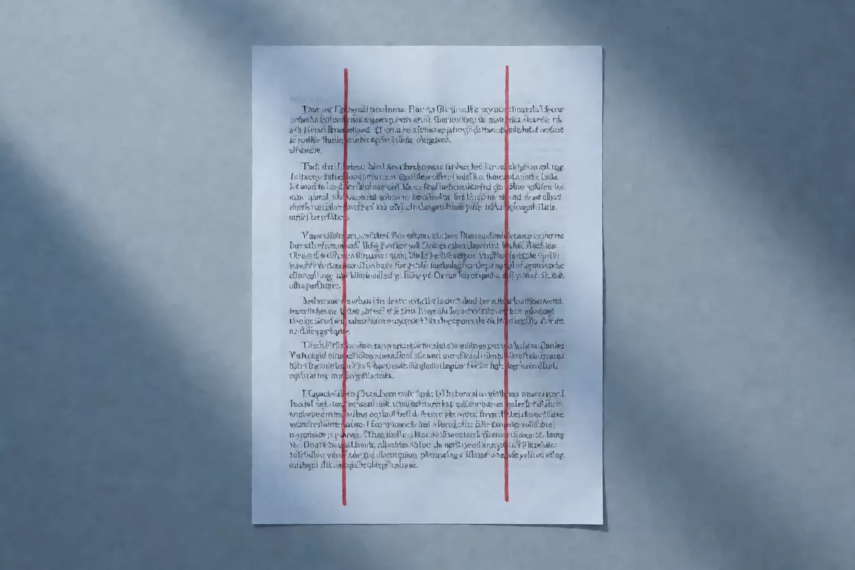 公众号文章怎么分段落:打印稿上用红笔划出的切分线